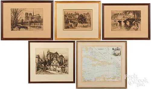 FOUR CHARLES PIERRE SIGNED ETCHINGS  3c5fbe