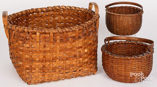 THREE SPLINT BASKETS 19TH C Three 3c5fea