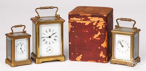 THREE FRENCH CARRIAGE CLOCKS 19TH 3c6042