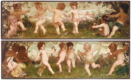 TWO VICTORIAN ALLEGORICAL MURAL 3c6064