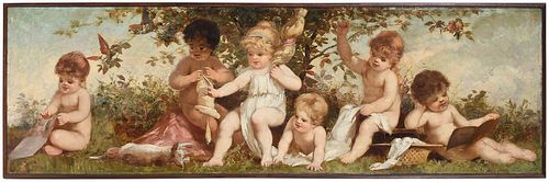 A VICTORIAN ALLEGORICAL MURAL PAINTING,