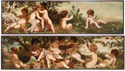 TWO VICTORIAN ALLEGORICAL MURAL 3c606f