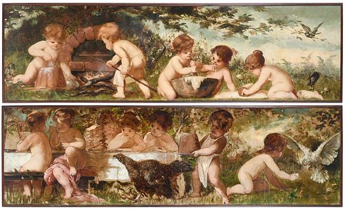 TWO VICTORIAN ALLEGORICAL MURAL 3c606b