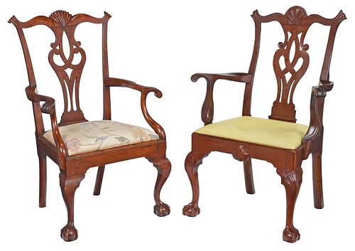 TWO AMERICAN CHIPPENDALE ARMCHAIRScirca 3c60a1