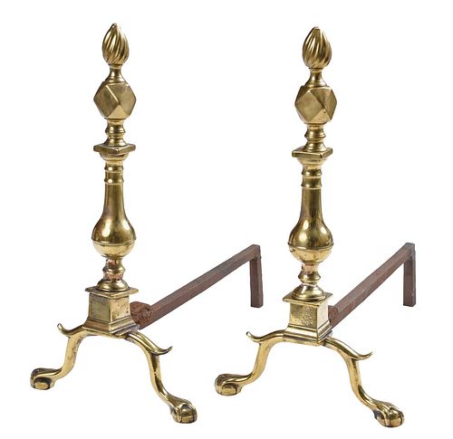 PAIR OF AMERICAN CHIPPENDALE BRASS
