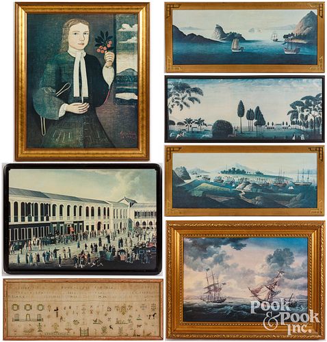 SIX WINTERTHUR PRINTS ON CANVAS,