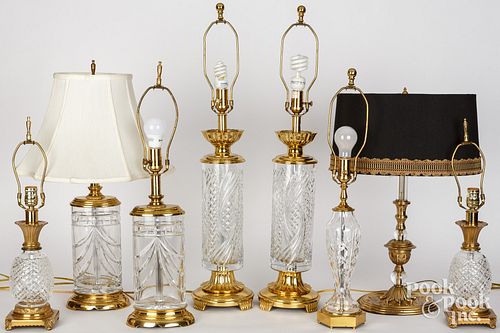 EIGHT CONTEMPORARY BRASS AND GLASS 3c6125