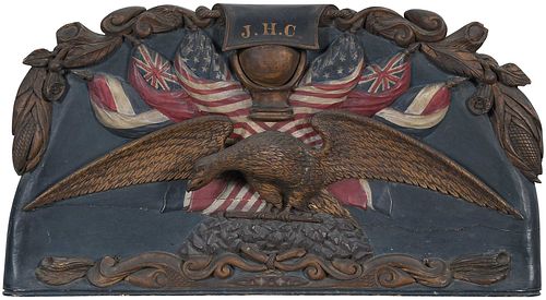 A PATRIOTIC NAUTICAL CARVED AND