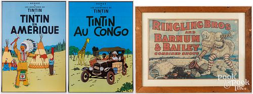 TWO CONTEMPORARY COMIC TINTIN POSTERSTwo 3c61d5