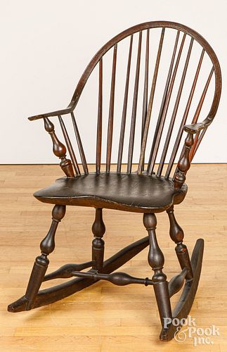 BRACEBACK WINDSOR ROCKING CHAIR, EARLY