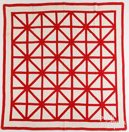 RED AND WHITE APPLIQU QUILT  3c6225