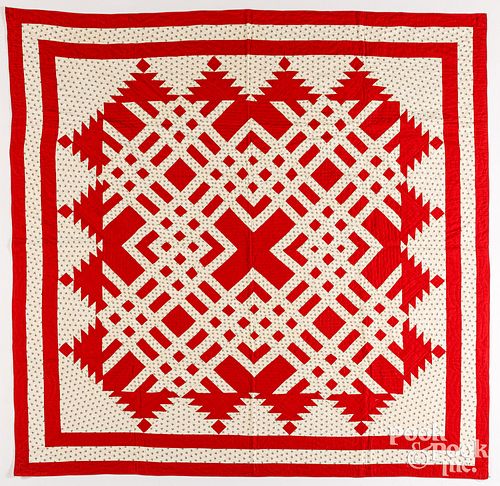 RED AND WHITE PATCHWORK QUILT  3c6228