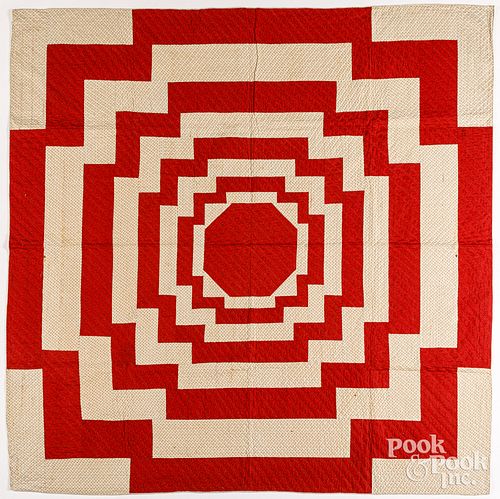 RED AND WHITE APPLIQU QUILT  3c6221