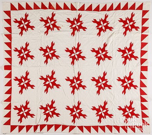 RED AND WHITE PATCHWORK QUILT  3c6231