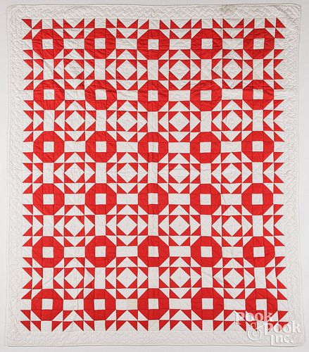 RED AND WHITE PATCHWORK QUILT  3c6235