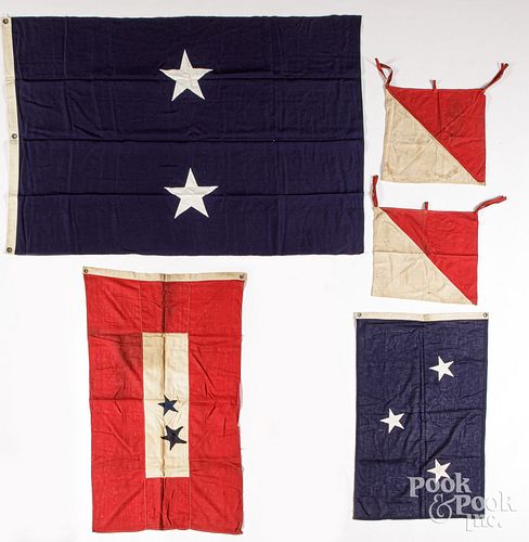 THREE ADMIRAL FLAGS, CA. 1930SThree