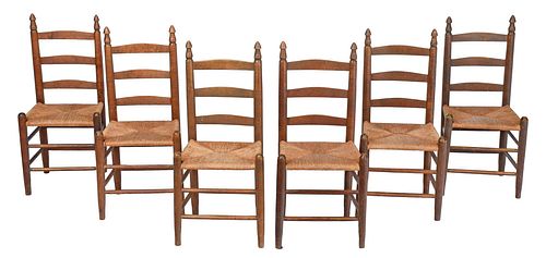 SET OF SIX SOUTHERN LADDER BACK DINING