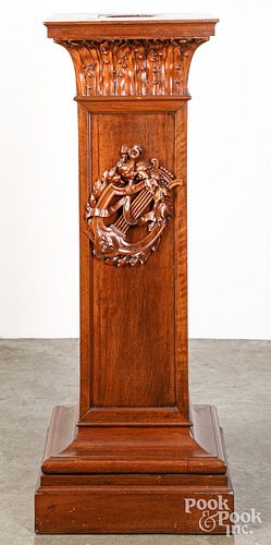 CARVED WALNUT PEDESTAL 20TH C Carved 3c6303