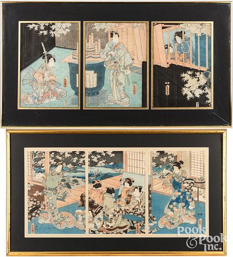 TWO TRYPTIC JAPANESE WOODBLOCK 3c6343