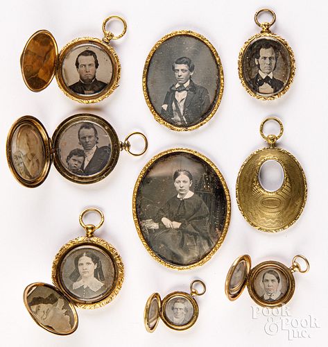 NINE PHOTO LOCKETS 19TH C Nine 3c6378