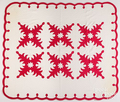 RED AND WHITE HAWAIIAN APPLIQU  3c6389