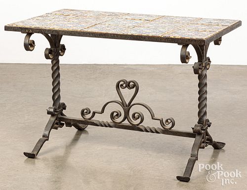 WROUGHT IRON TILE TOP TABLEWrought