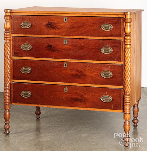 SHERATON CHERRY AND MAHOGANY CHEST 3c63f5