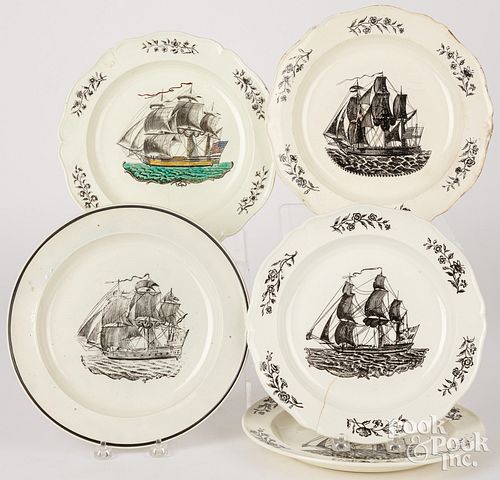 FIVE CREAMWARE PLATES, EARLY 19TH
