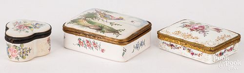 THREE ENAMEL DRESSER BOXES, 18TH/19TH