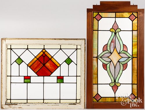 TWO STAINED GLASS WINDOWSTwo stained