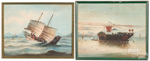 TWO OIL ON BOARD WORKS OF CHINESE 3c6525