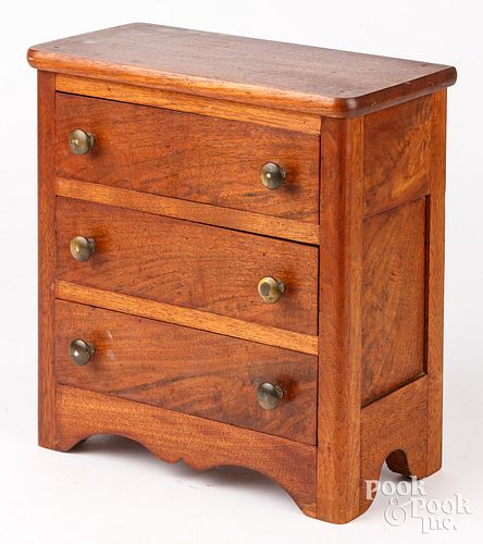 MINIATURE WALNUT DRESSER, LATE 19TH