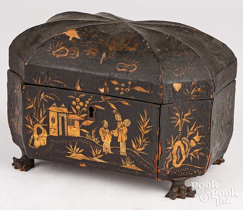 CHINESE LACQUER TEA CADDY, 19TH