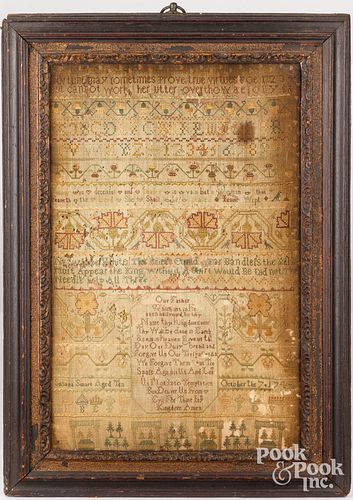 INTRICATE ENGLISH NEEDLEWORK SAMPLER  3c662a