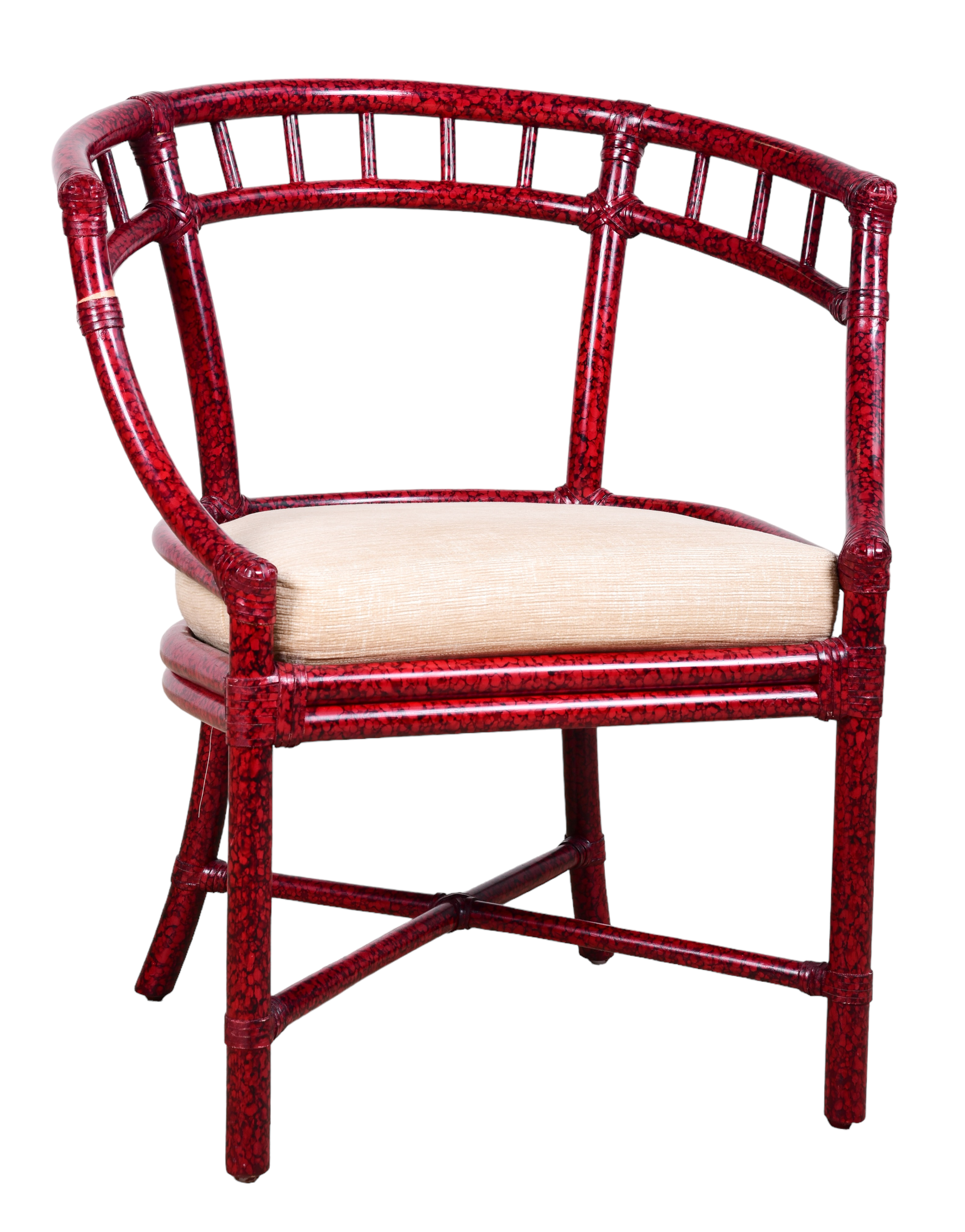 Bamboo painted armchair, red and