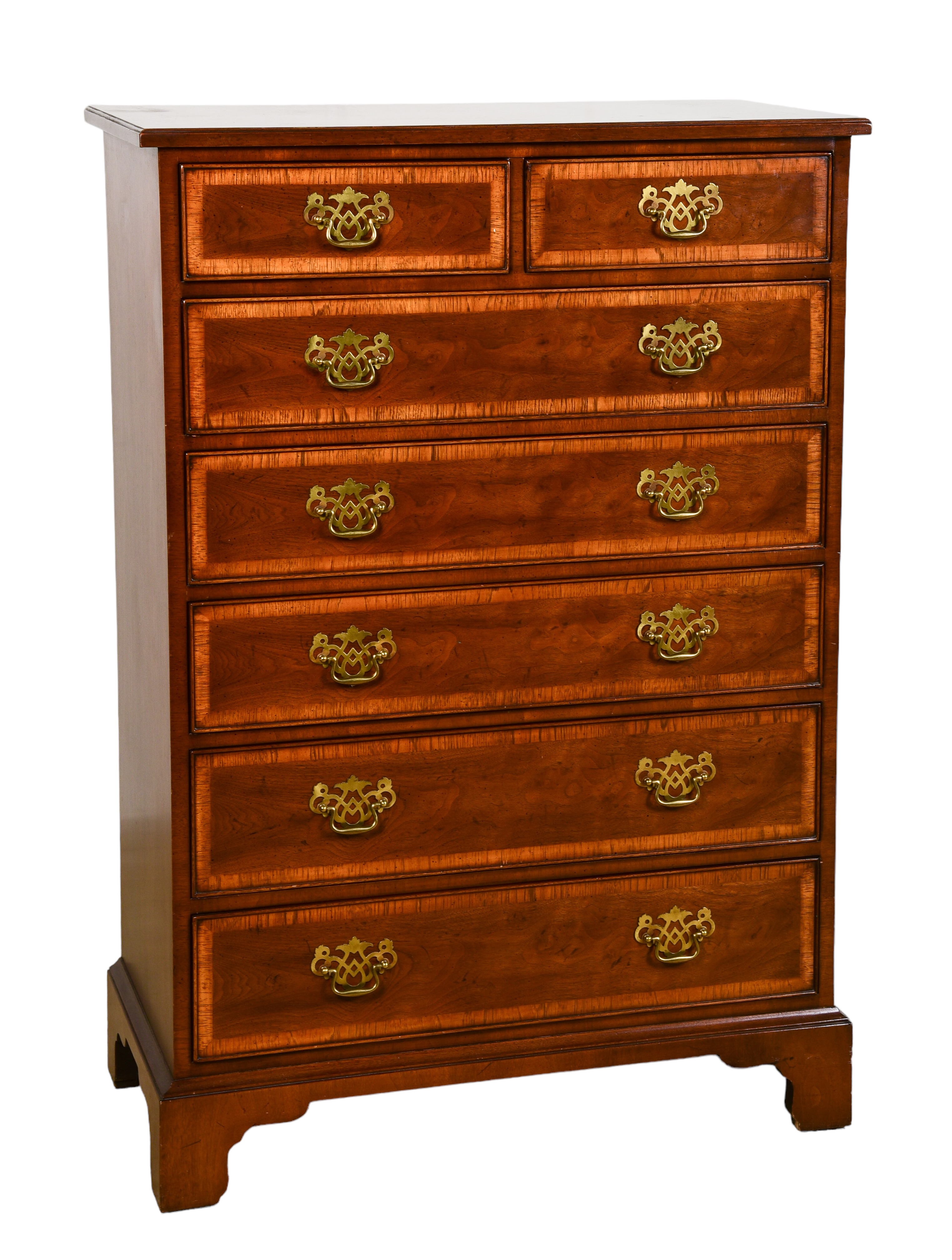 Henredon mahogany banded high chest,