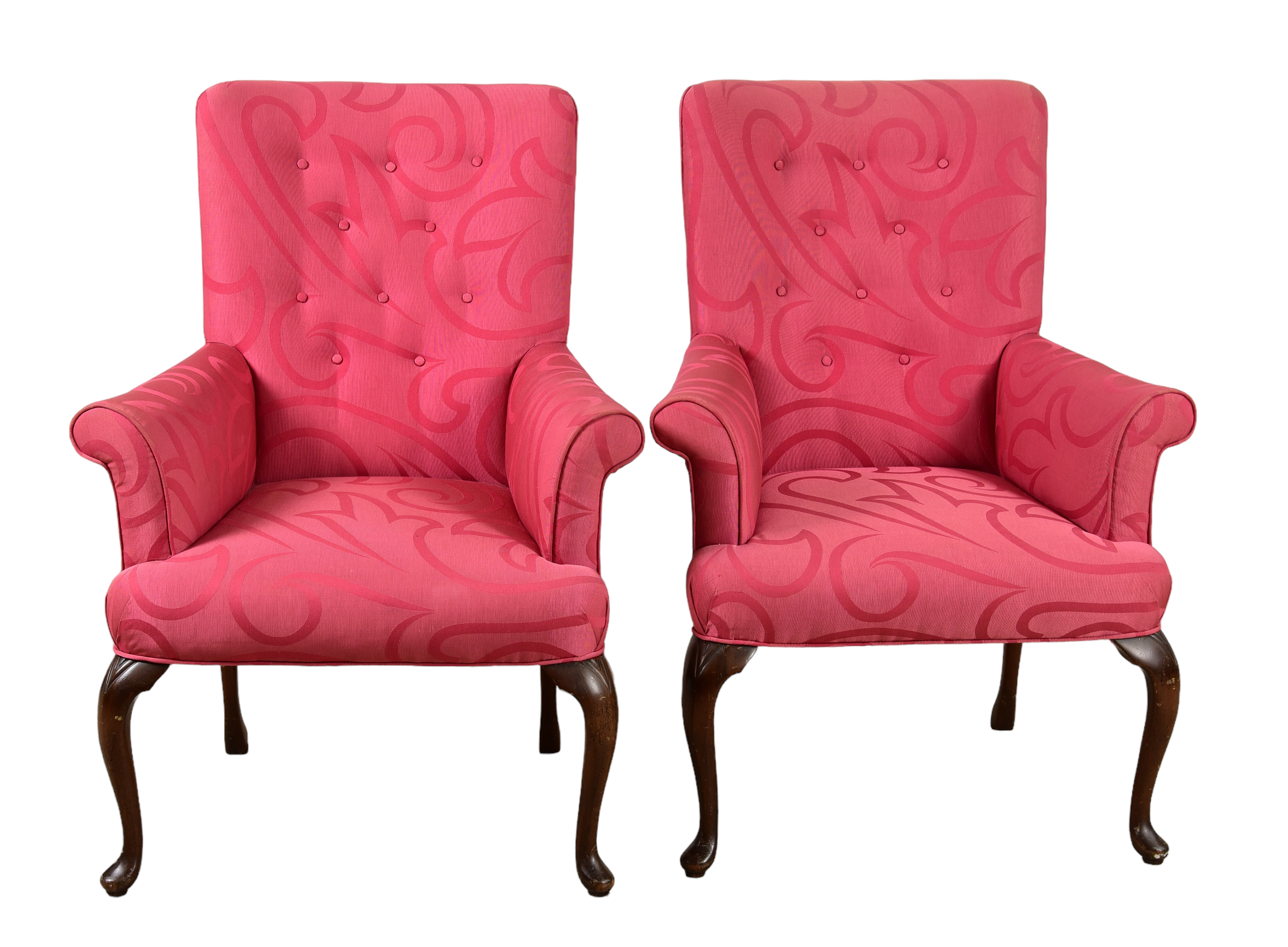 Pair Queen Anne style upholstered 3c6654