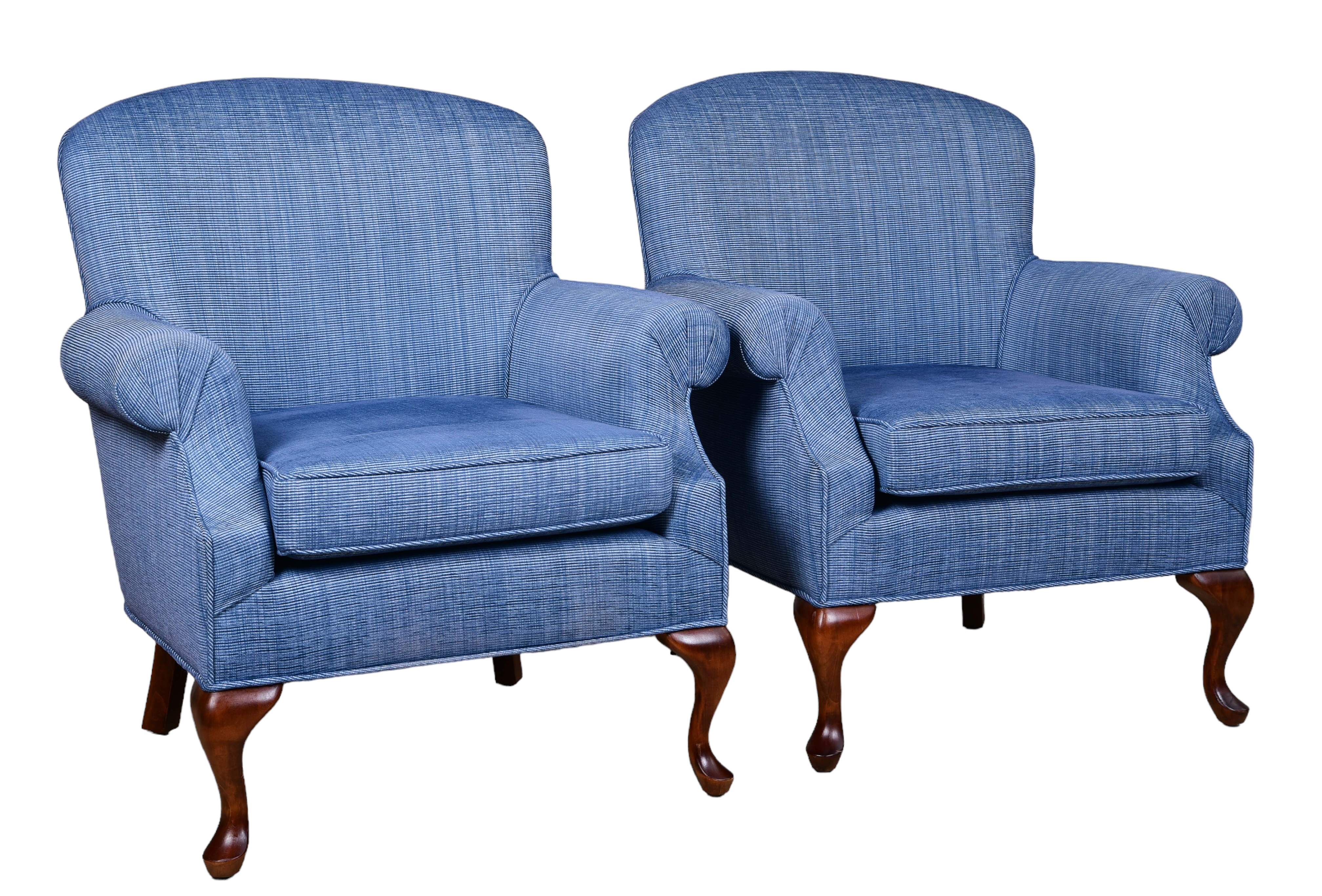 Pair Queen Anne style upholstered 3c6689