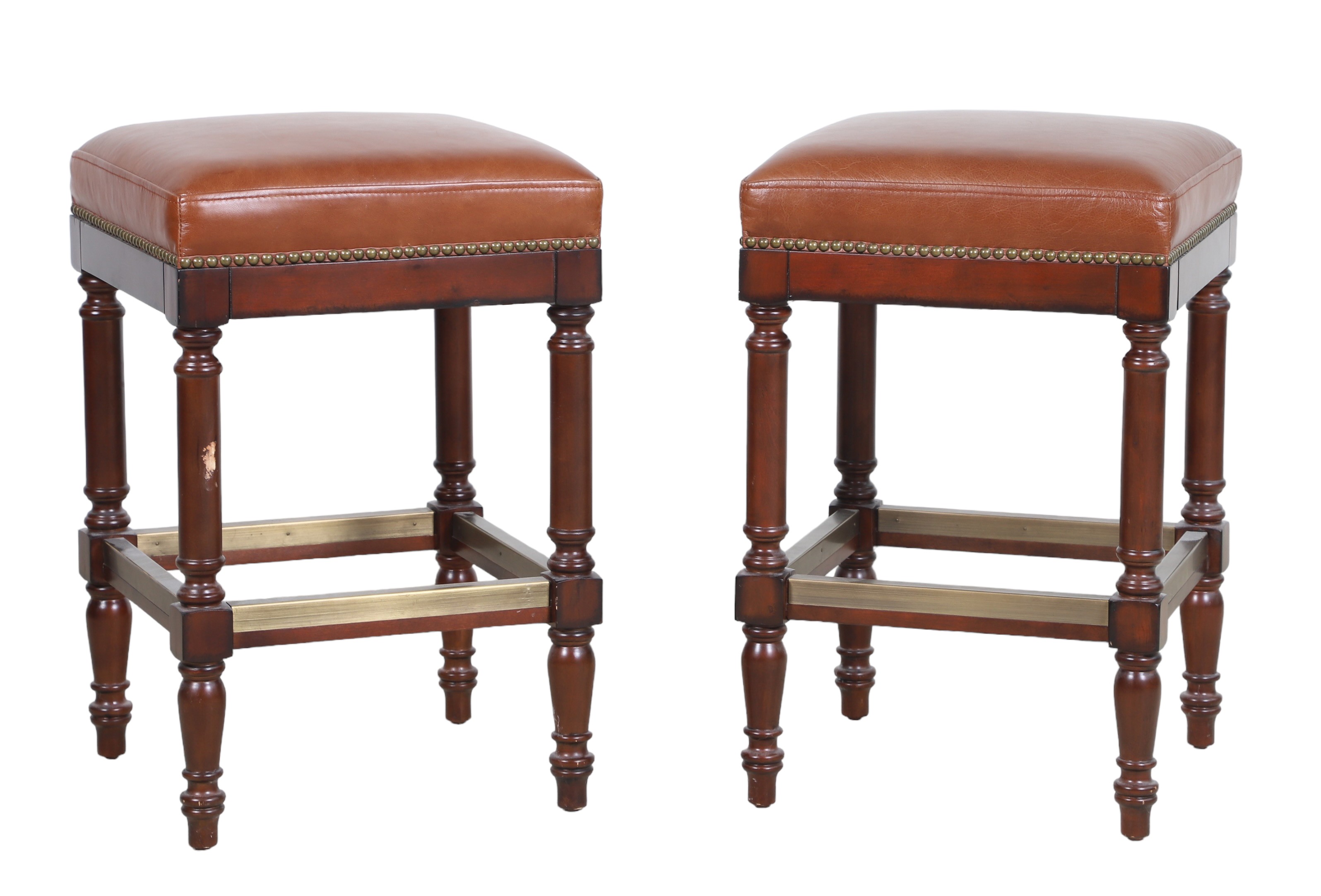 Pair Frontgate upholstered barstools,