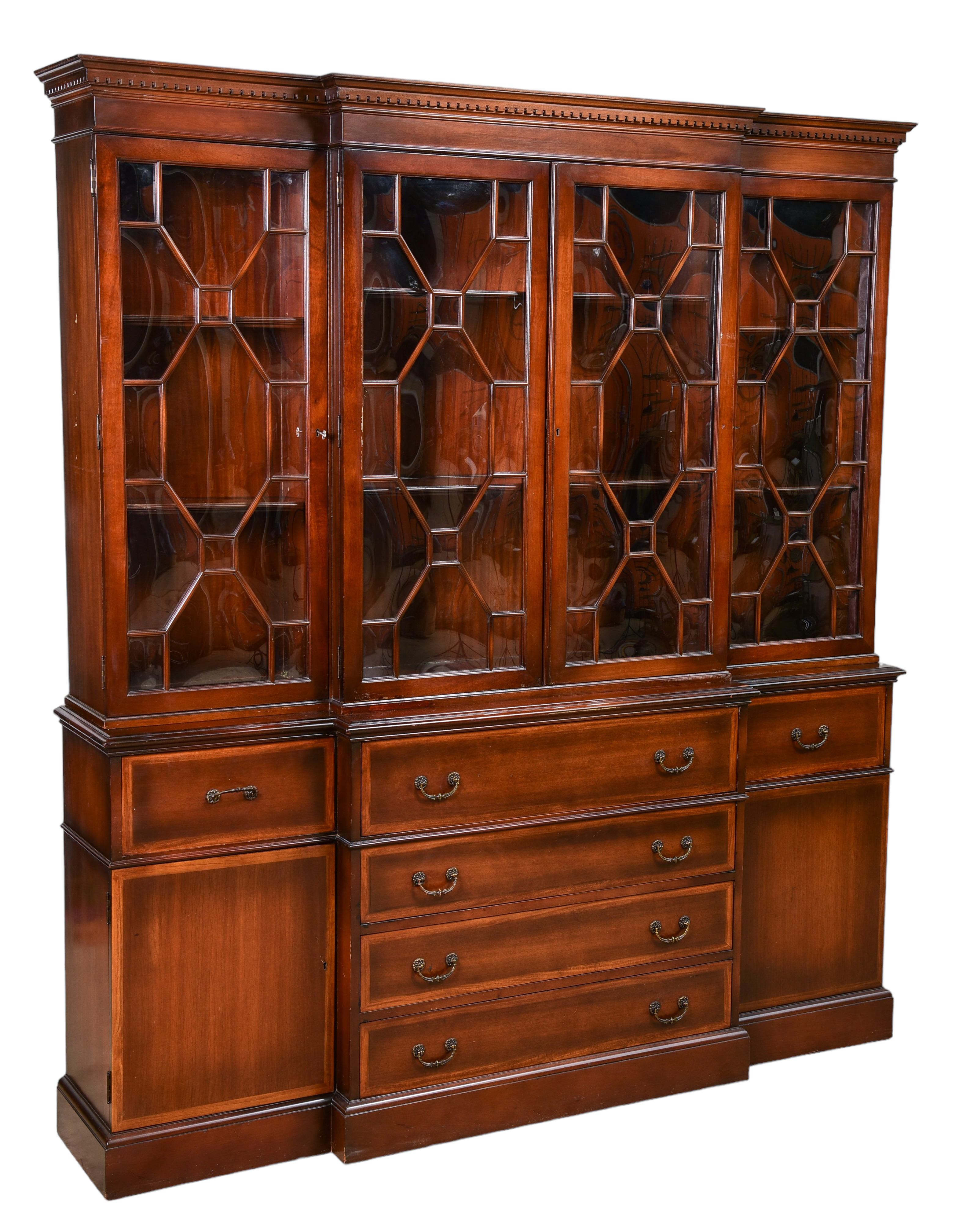 Carved mahogany 2-pc china cabinet,