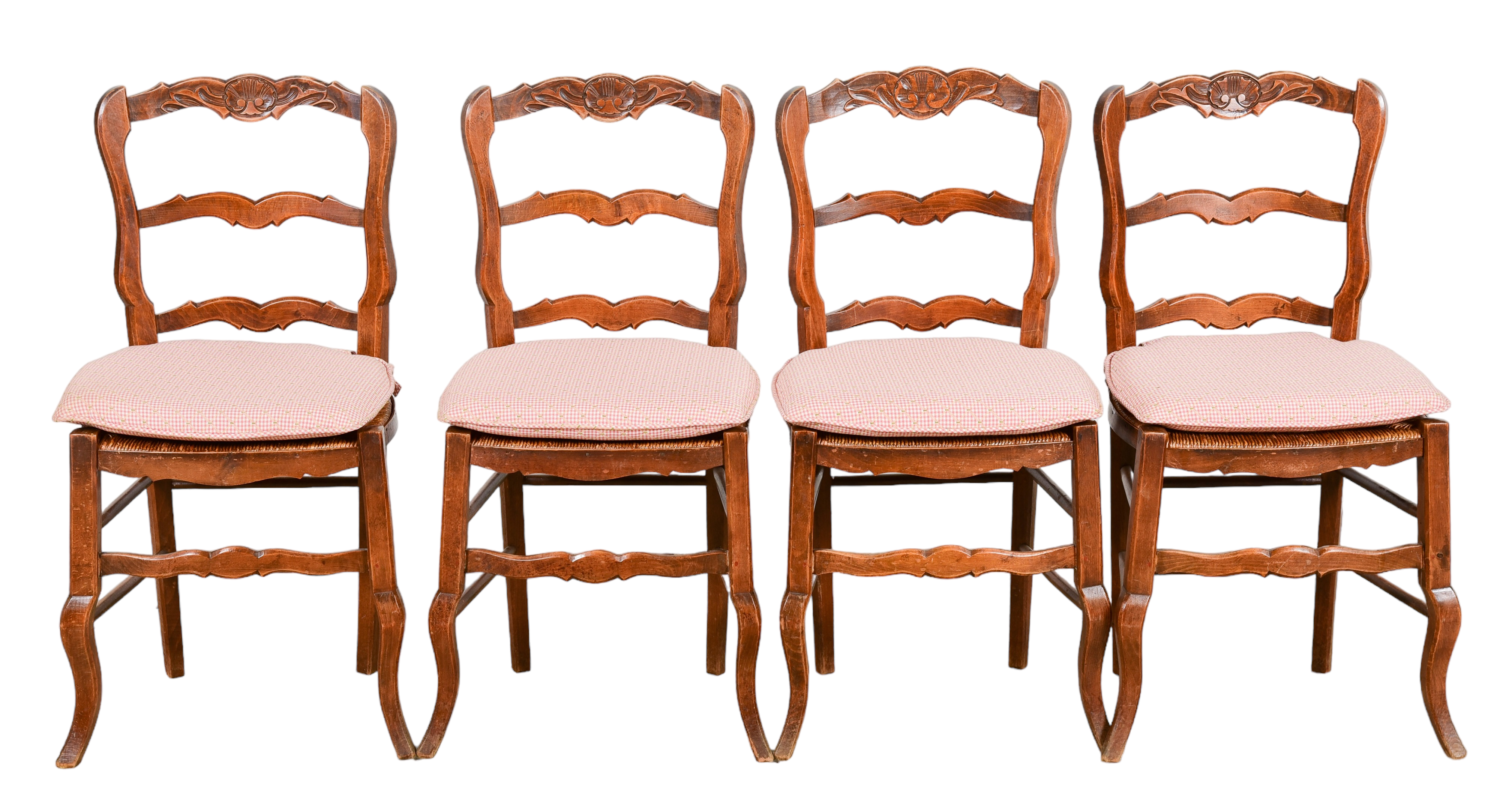  4 Carved rush seat side chairs  3c671e