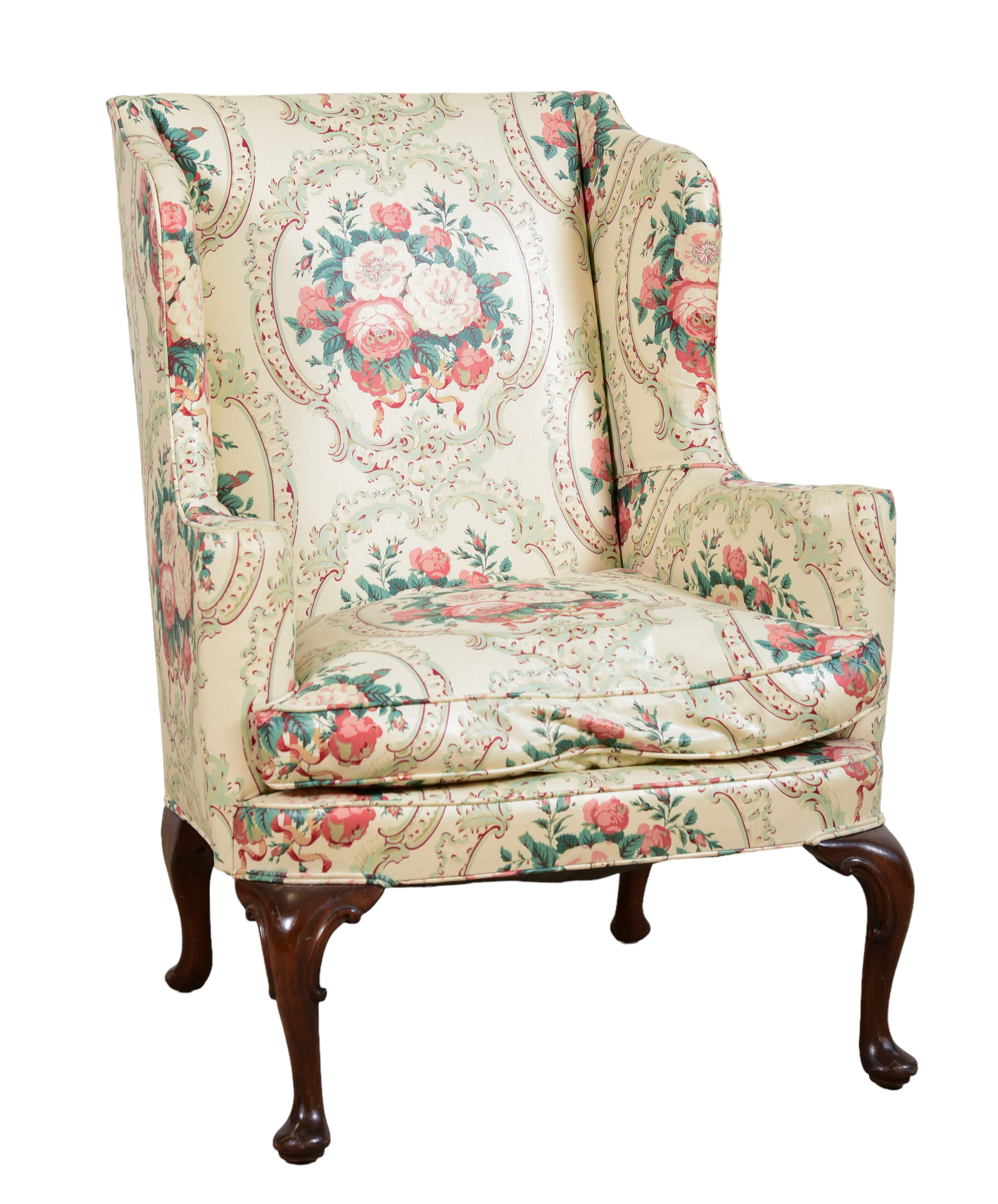 Queen Anne style upholstered wing 3c6726