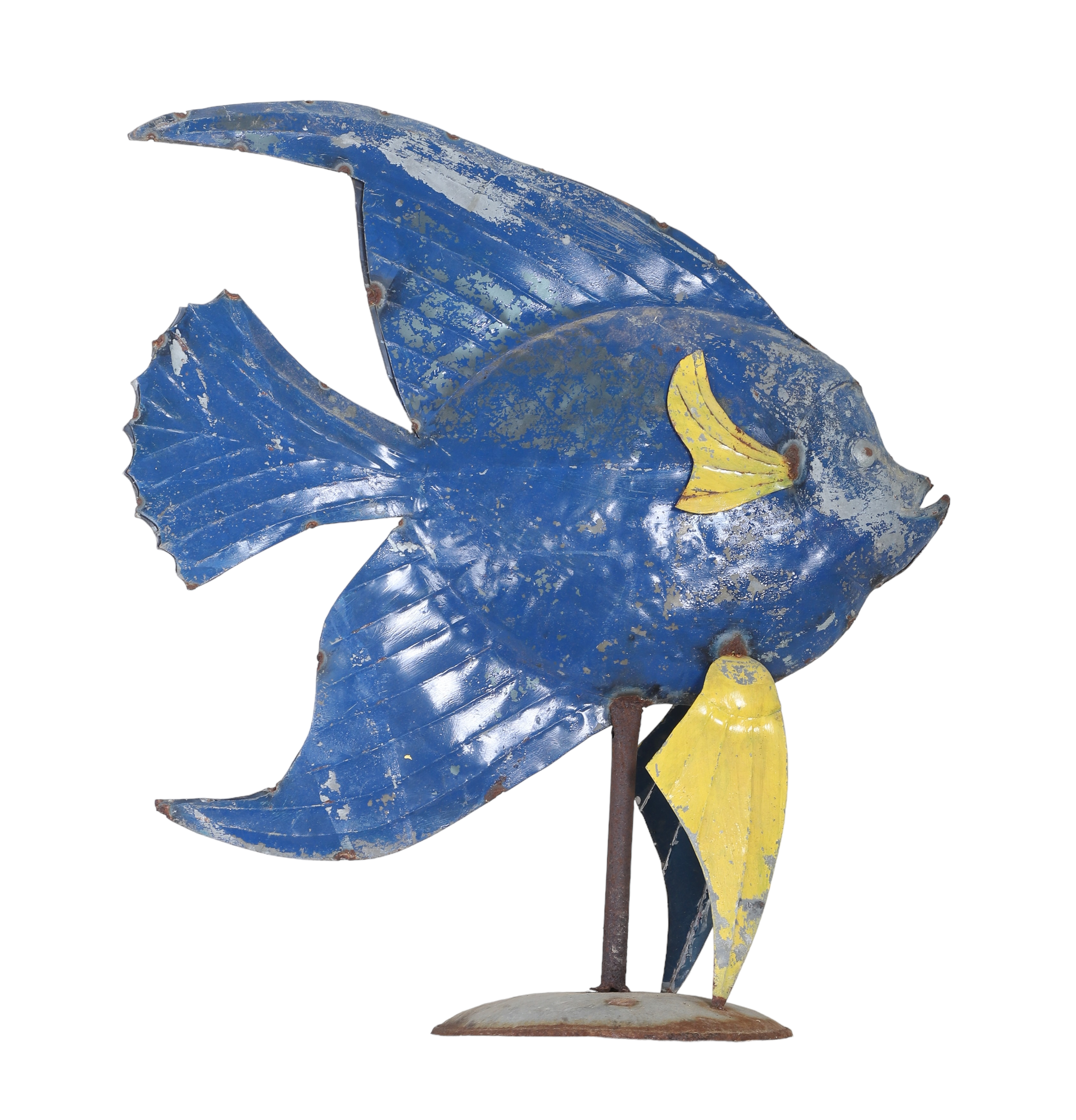 Metal painted statue fish on stand  3c6742