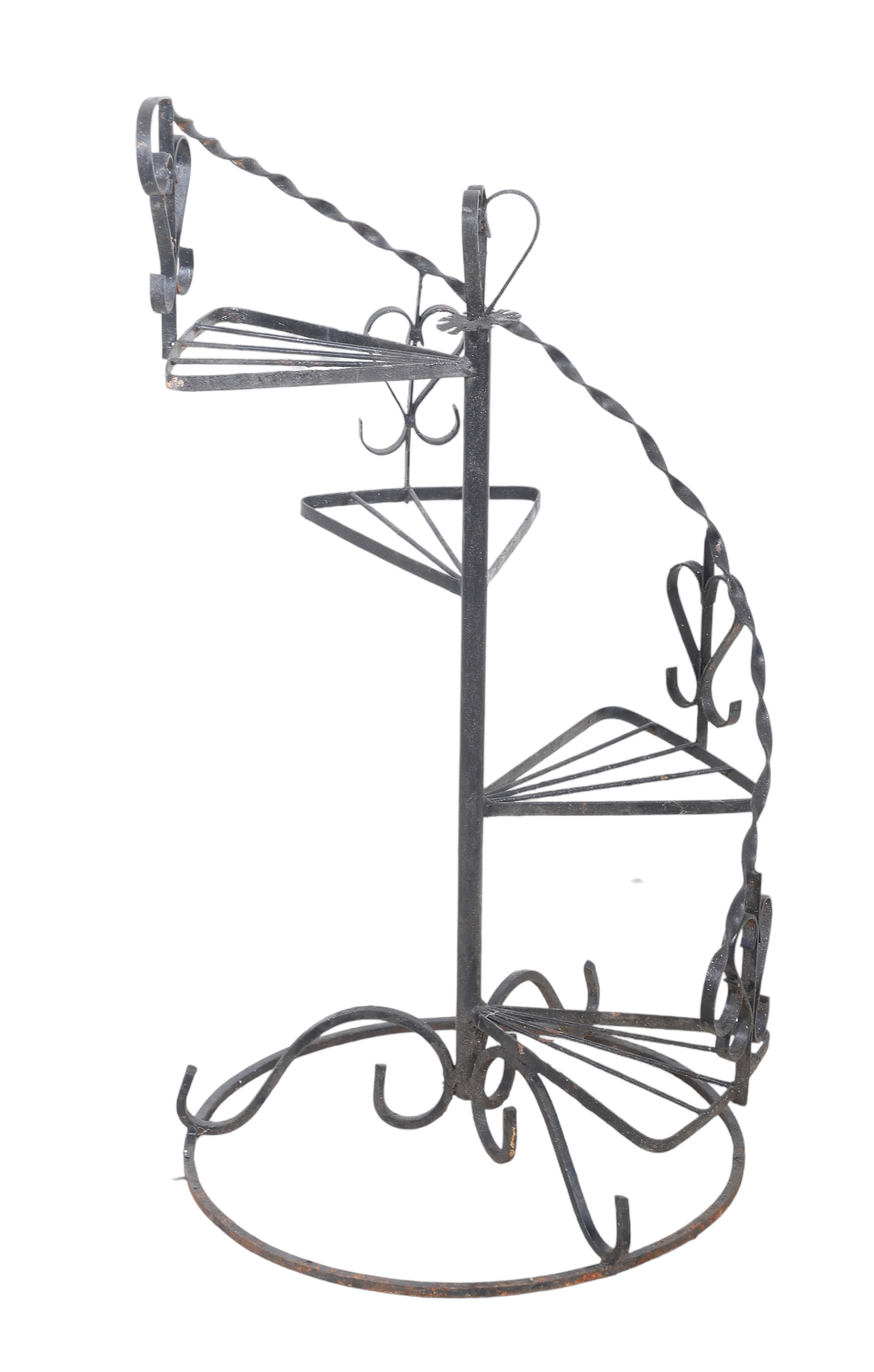 Victorian iron tiered plant stand, ebonized