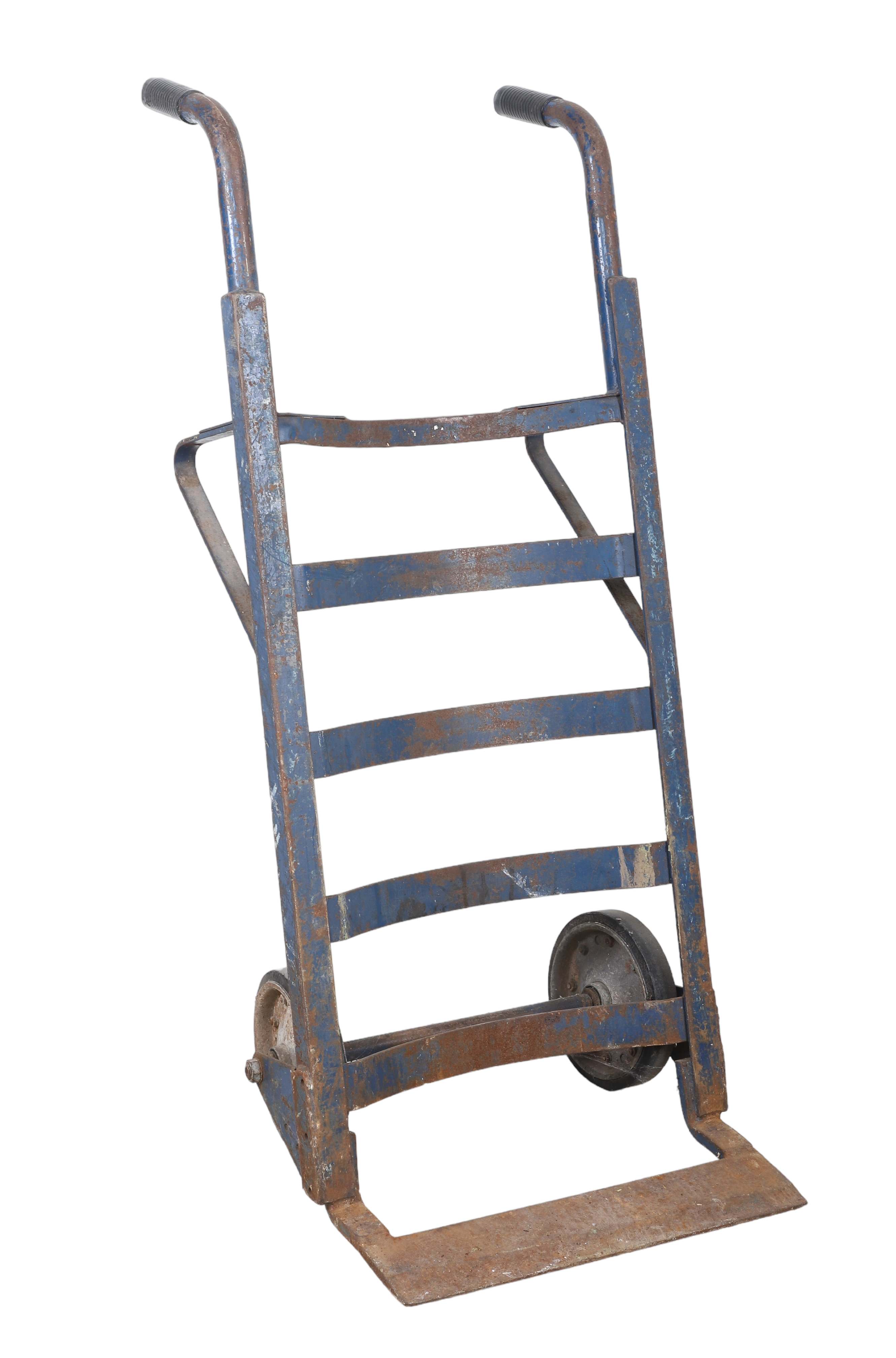 Blue painted handtruck surface 3c6747