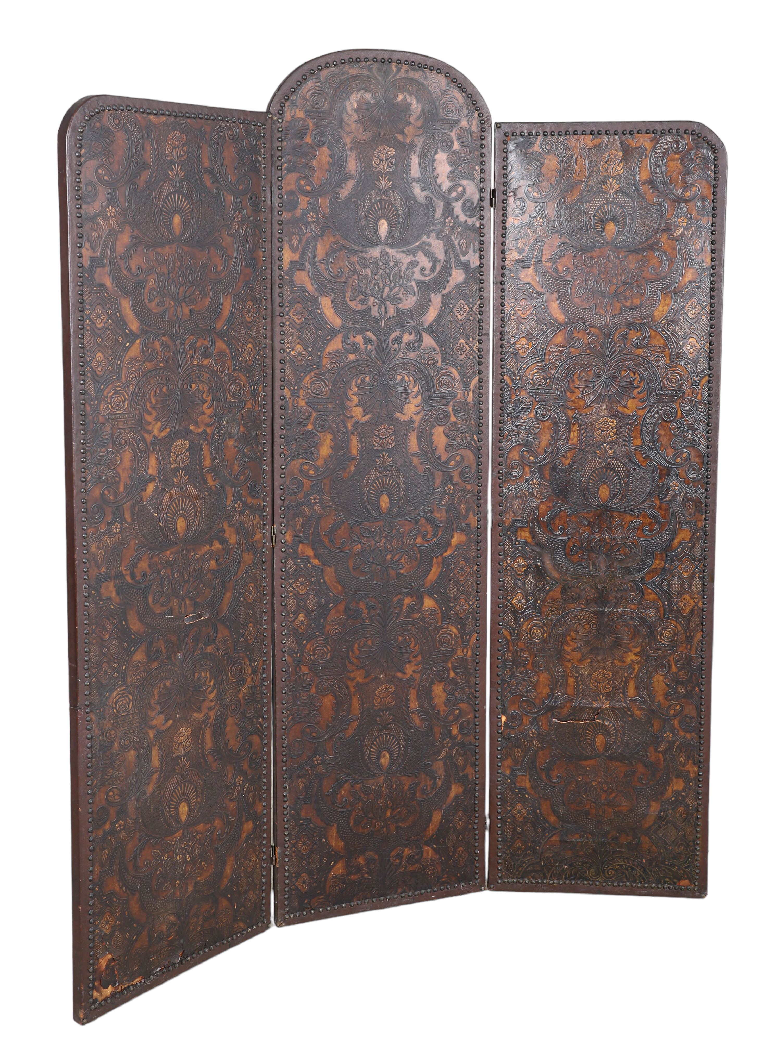 Leather embossed and tacked 3 panel 3c6741