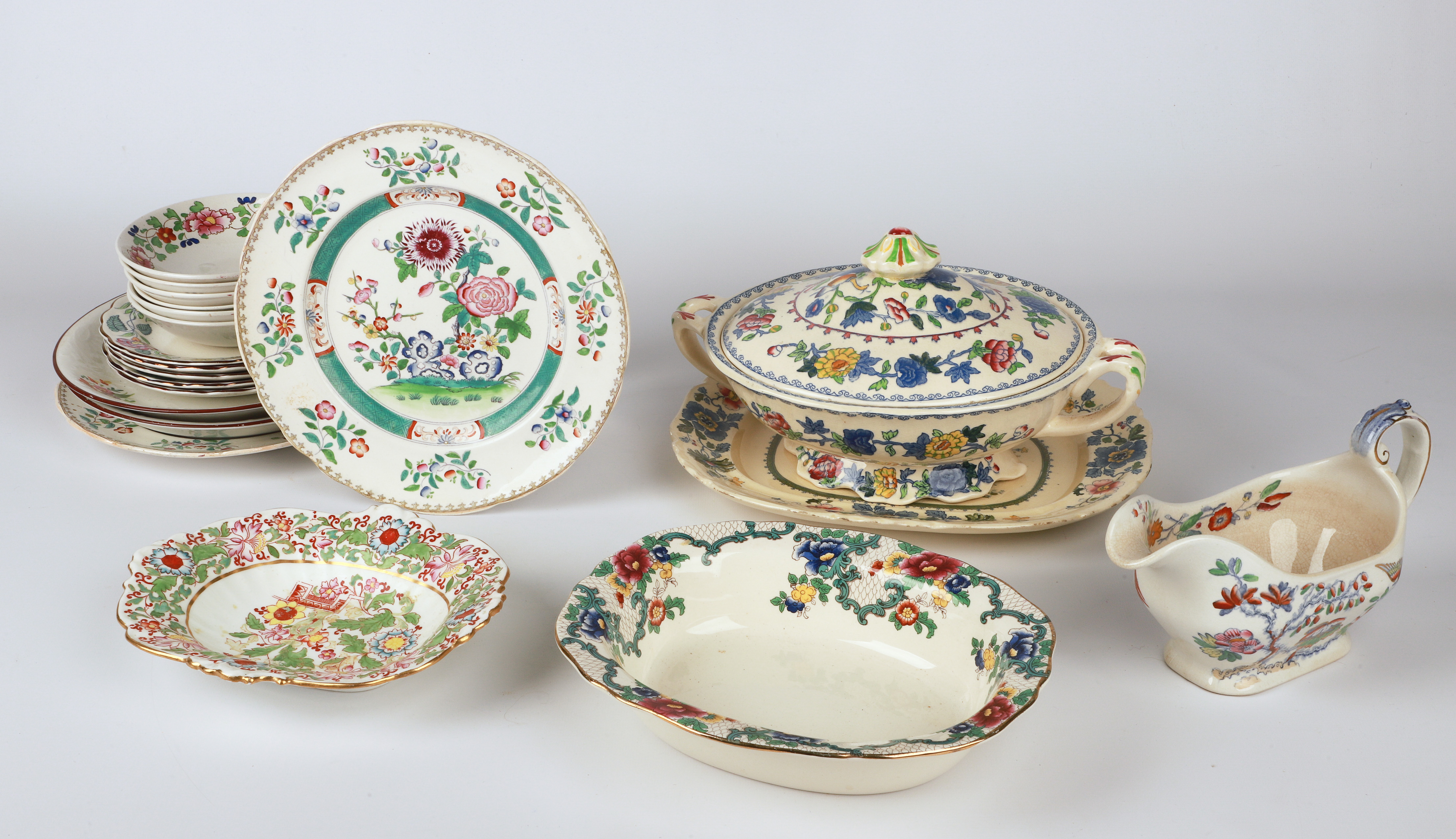 (20) Pcs floral porcelain dinnerware,