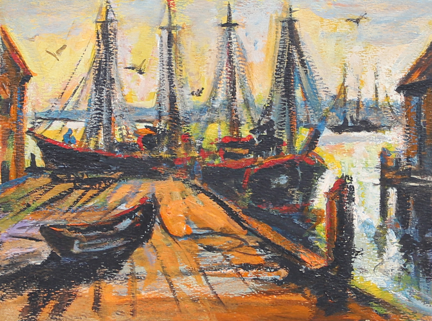 Post-Impressionist harbor scene