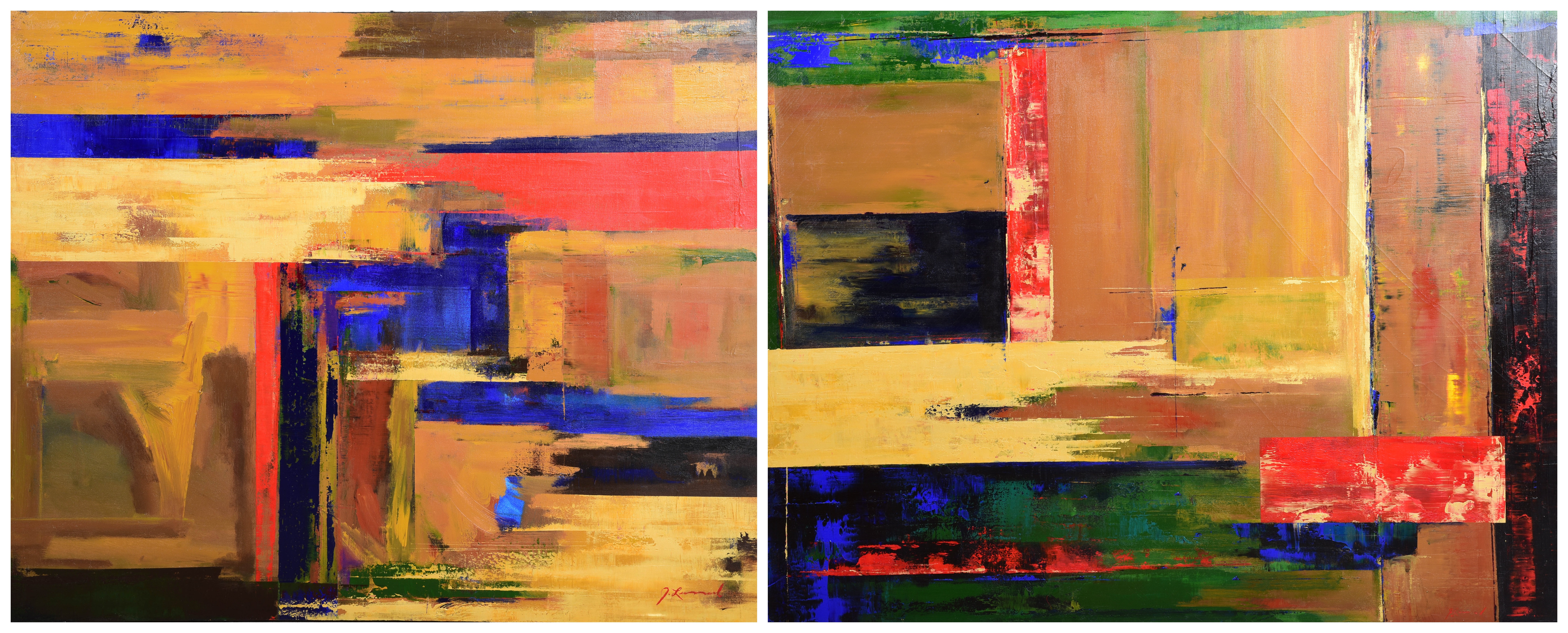(2) Large format abstract paintings,
