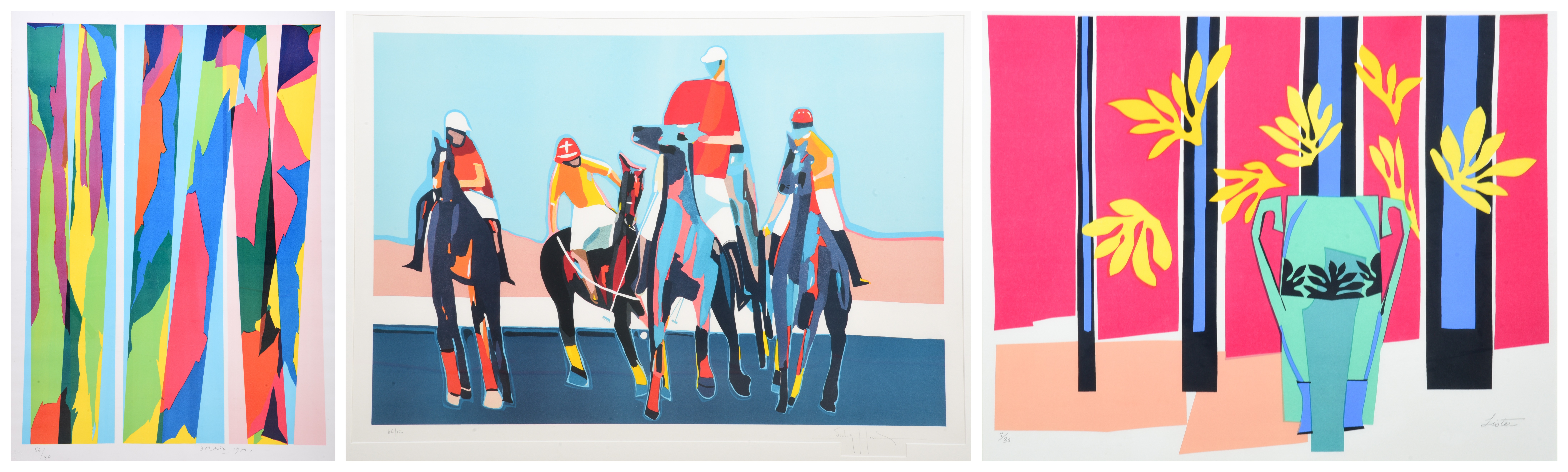 (3) Signed modern prints, polo